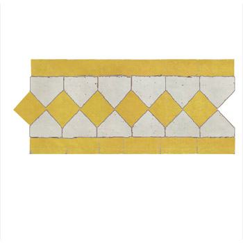 Mosaic House Moroccan tile Dfira MRB-H 1-18 White Yellow  zellige, mosaic, zellij, border, glaze, simple, traditonal 